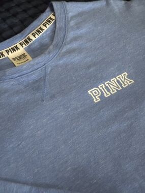 Vintage 2000s Victoria's Secret PINK Heather Blue Logo Crewneck Sweatshirt